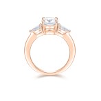 Trielle - Cushion Moissanite Engagement Ring with Pear cut Side Accents