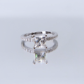 Celestia - Princess Moissanite Ring With Pavé Side Stones