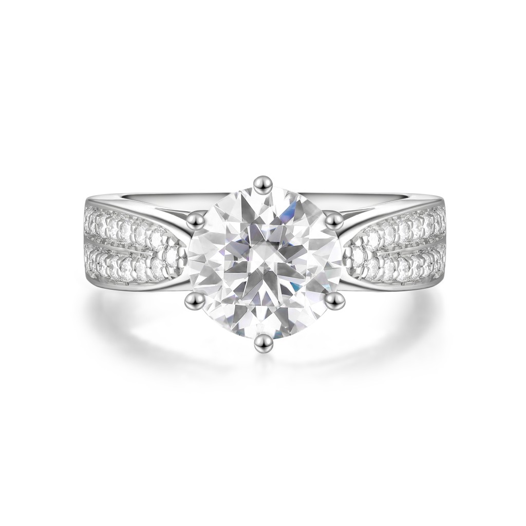 Sylphie – Moissanite Engagement Ring with Double Side Stones
