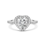 Heartshine - Halo Heart Moissanite Ring With Side Stones