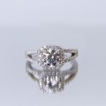 Evora – Moissanite Halo Ring with Split-Shank