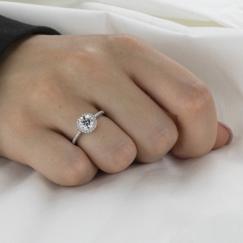 Seraphina - Moissanite Halo Engagement Ring
