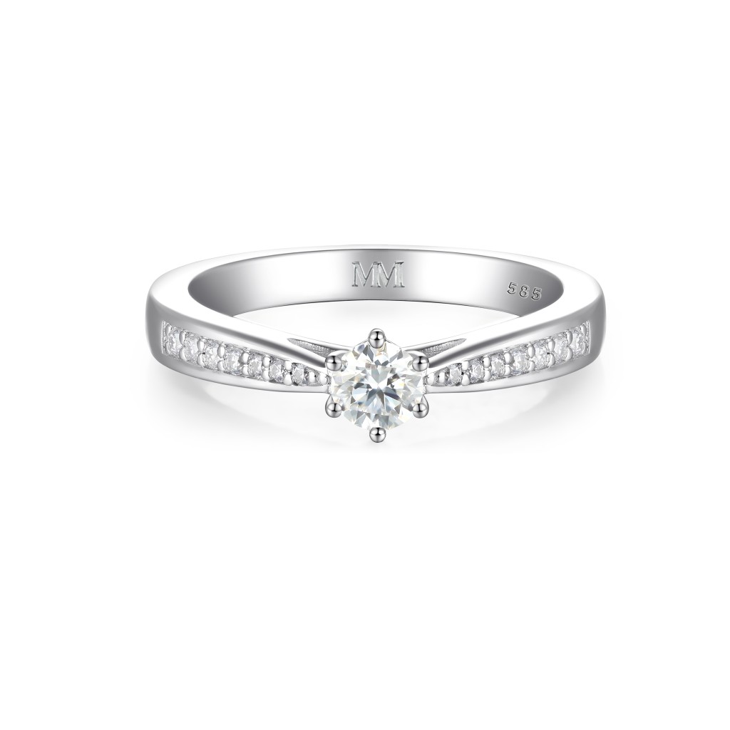 Sophia - Moissanite Engagement Ring with Pavé Side Stones