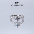 Sophia Ring - Moissanite Engagement Ring Pavé Side Stones