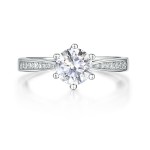Sophia - Moissanite Engagement Ring with Pavé Side Stones