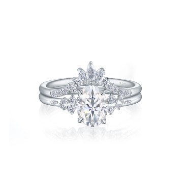Silver moissanite wedding rings