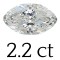 2.2 carat (6.5*13 mm) 