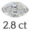 2.8 carat (7*14 mm) 