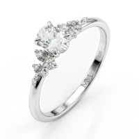 Ovaline - Oval Moissanite Ring with Minimalistic Side Stones
