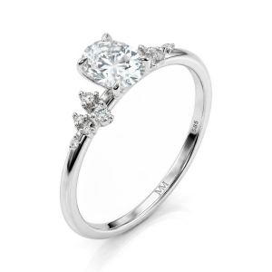 Ovaline - Oval Moissanite Ring with Minimalistic Side Stones Ovaline - Oval Moissanite Ring with Minimalistic Side Stones