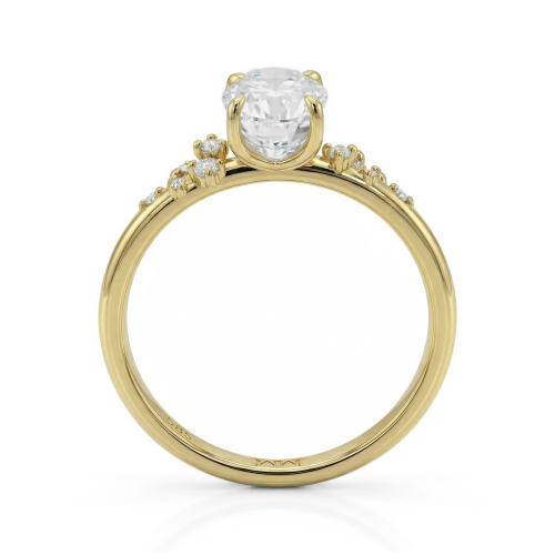 Ovaline - Oval Moissanite Ring with Minimalistic Side Stones