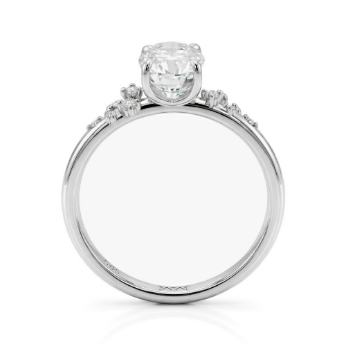 Ovaline - Oval Moissanite Ring with Minimalistic Side Stones