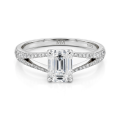 Emelise - Radiant Cut Moissanite Ring with Split-Shank and Side Stones