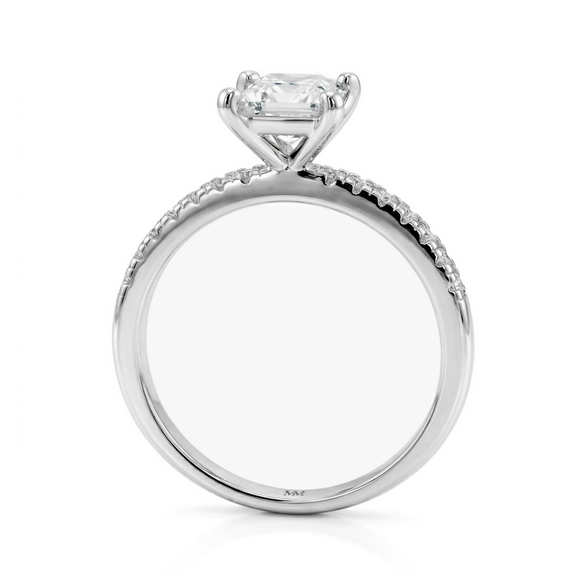 Celestia - Princess Moissanite Ring With Pavé Side Stones