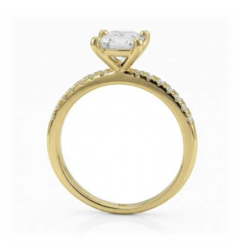 Celestia - Princess Moissanite Ring with Pavé Side Stones