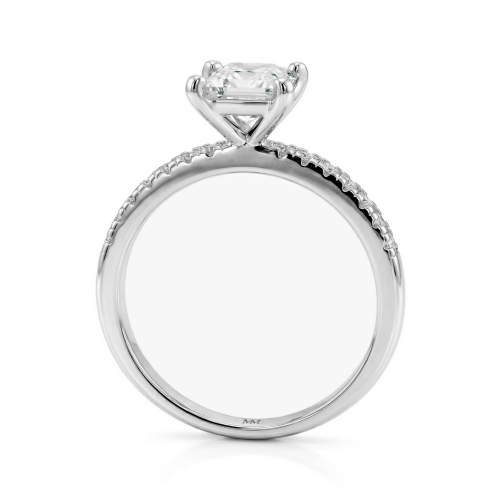 Celestia - Princess Moissanite Ring with Pavé Side Stones