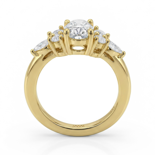 Lustrina - Oval Moissanite Ring with Dazzling Accents