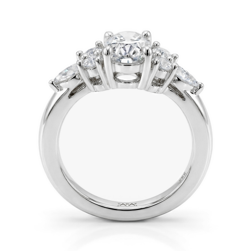 Lustrina - Oval Moissanite Ring with Dazzling Accents