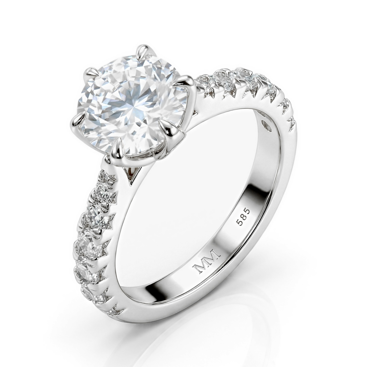 Yuliana - Moissanite Ring in Tulip Setting with Dazzling Side Stones
