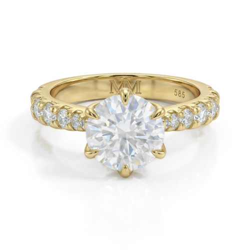 Yuliana - Moissanite Engagement Ring in Tulip Setting with Dazzling Side Stones