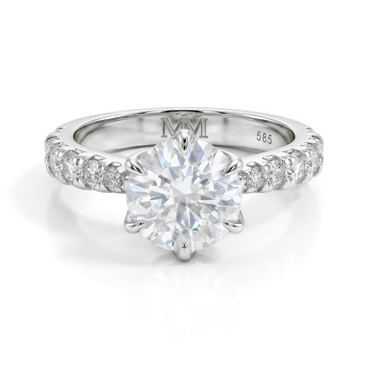 Yuliana - Moissanite Ring in Tulip Setting with Dazzling Side Stones