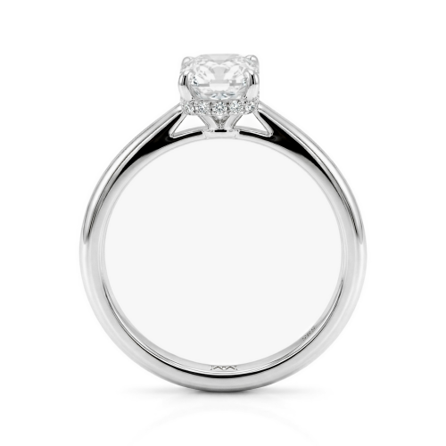 Luminara - Radiant Solitaire Moissanite Engagement Ring with Hidden Halo