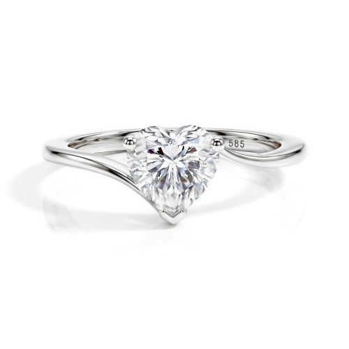 Amora - Heart Solitaire Moissanite Ring