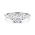 Trielle - Cushion Moissanite Engagement Ring with Pear cut Side Accents