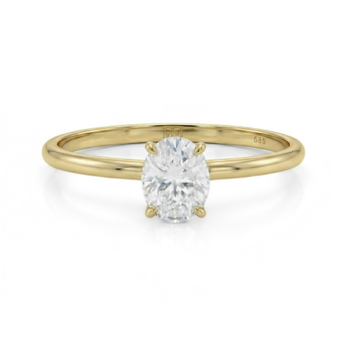 Mystique - Oval Cut Solitaire Moissanite Ring with Hidden Halo | Wedfit