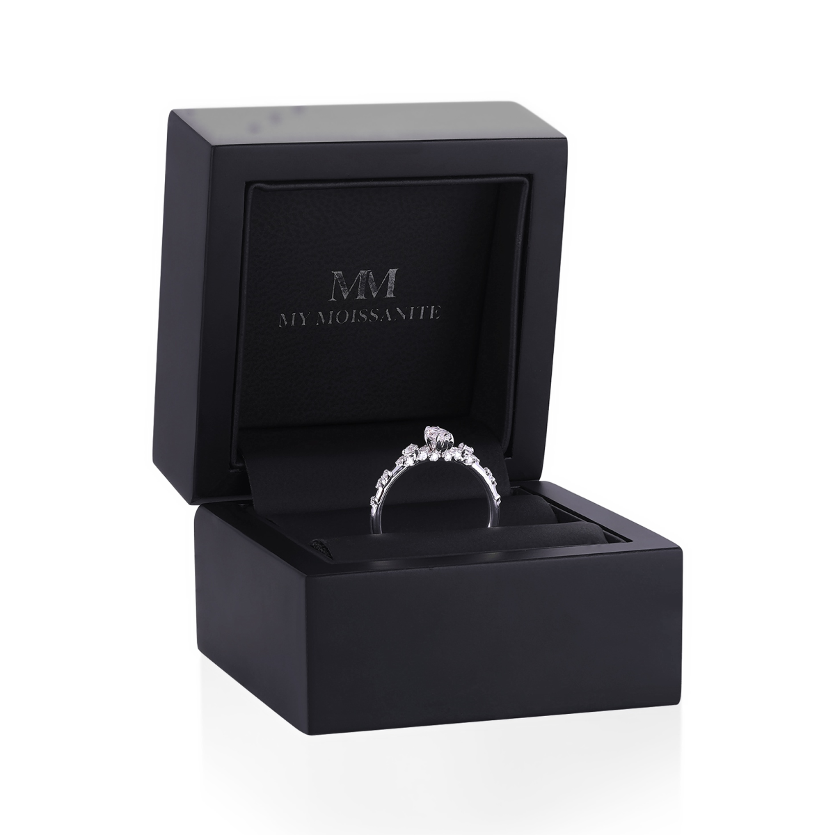 Elegante - Marquise Moissanite Ring with Vintage-Inspired Minimalist Side Stones