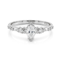 Elegante - Marquise Moissanite Ring with Vintage-Inspired Minimalist Side Stones