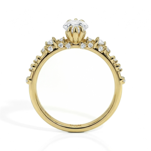 Elegante - Marquise Moissanite Ring with Vintage-Inspired Minimalist Side Stones