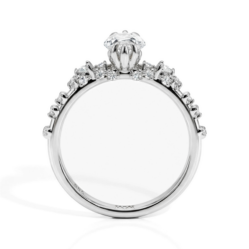 Elegante - Marquise Moissanite Ring with Vintage-Inspired Minimalist Side Stones