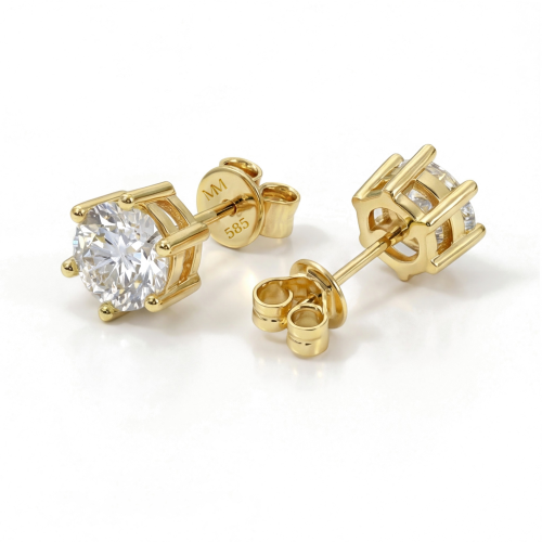 Sirius - Classic Six-Prong Moissanite Stud Earrings