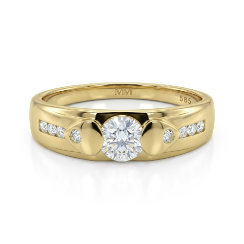 Onyx - Men's Moissanite Ring with Accent Side Stones