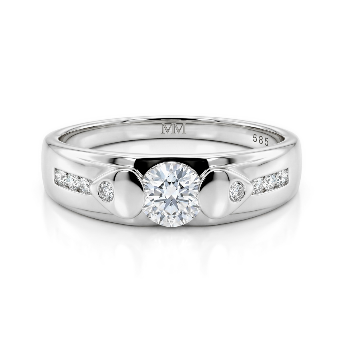 Onyx - Men's Moissanite Ring with Accent Side Stones