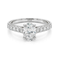 Fiorenza - Timeless Moissanite Ring with Pavé Band and Gallery Detail