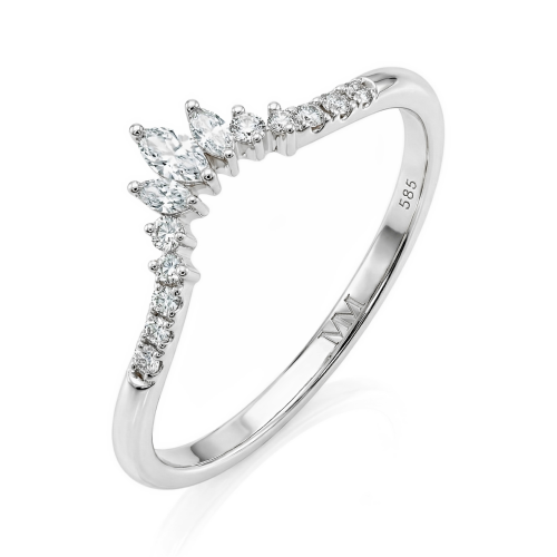 Serenella - Marquise and Round Moissanite Wedding Band Serenella - Marquise and Round Moissanite Wedding Band