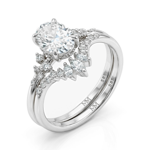 Ethereal Elegance Set - Ovaline & Serenella Moissanite Bridal Set With Marquise Accents Ethereal Elegance Set - Ovaline & Serenella Moissanite Bridal Set With Marquise Accents