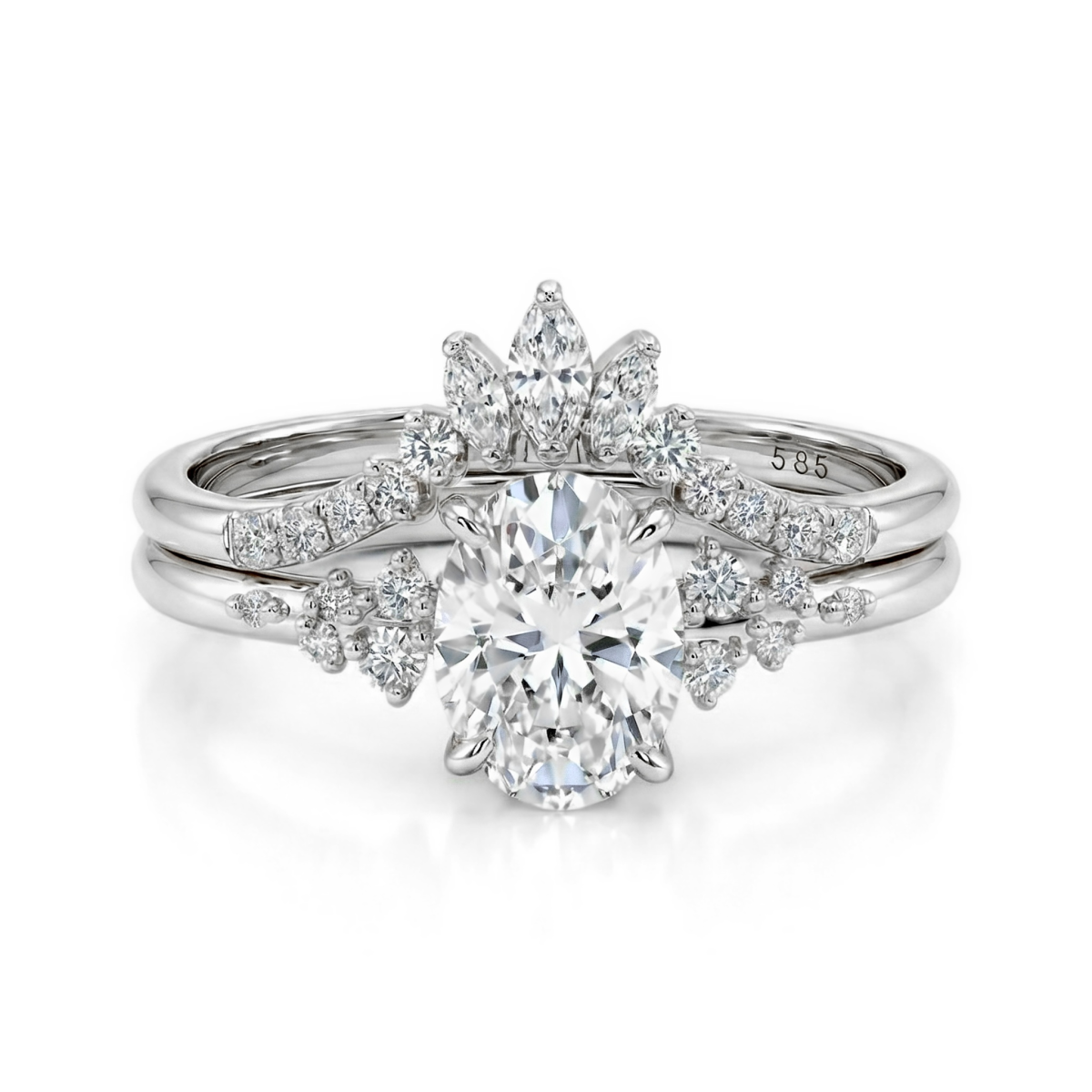 Ethereal Elegance Set - Ovaline & Serenella Moissanite Bridal Set With Marquise Accents