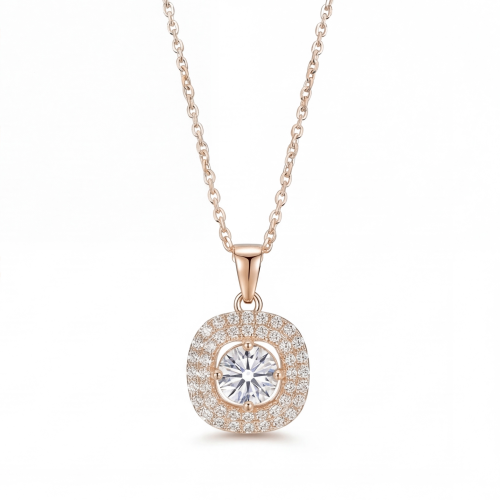 Vivara - Moissanite Pendant with Encrusted Halo