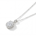 Clarique - Classic Oval-Shaped Moissanite Pendant with Pavé Halo