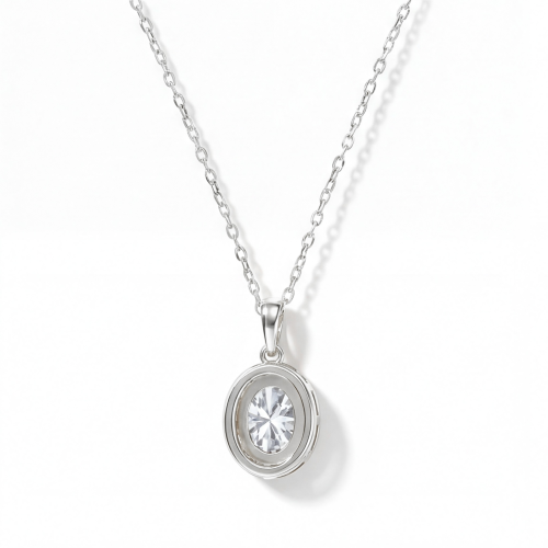 Vivara - Moissanite Pendant with Encrusted Halo
