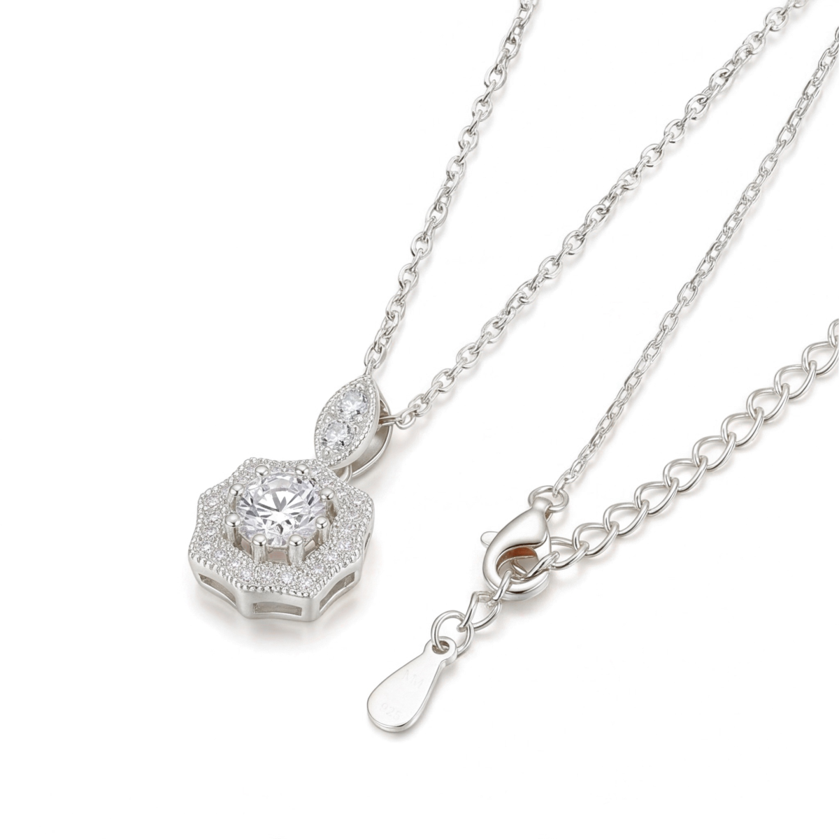 Octavia - Vintage Inspired Moissanite Pendant with Halo Embellishment