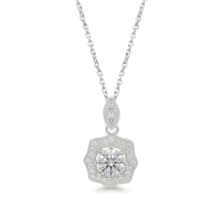 Octavia - Vintage Inspired Moissanite Pendant with Halo Embellishment