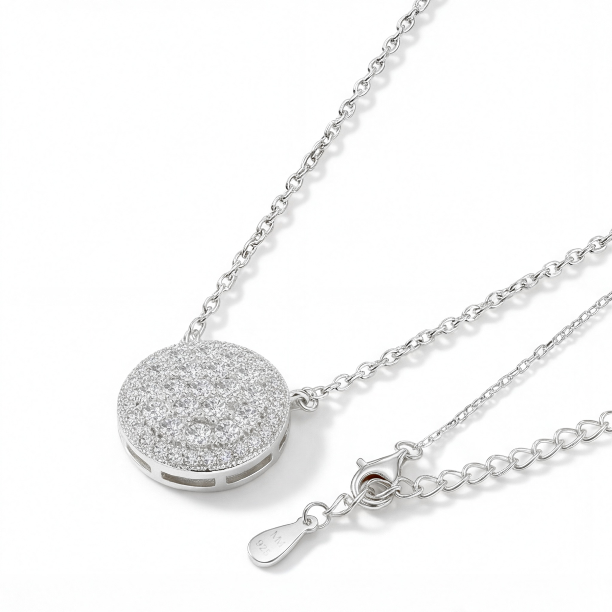 Brillante - Round Moissanite Cluster Pendant with Pavé Halo