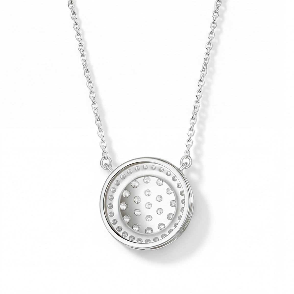 Brillante - Round Moissanite Cluster Pendant with Pavé Halo