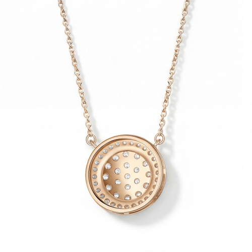 Brillante - Round Moissanite Cluster Pendant with Pavé Halo