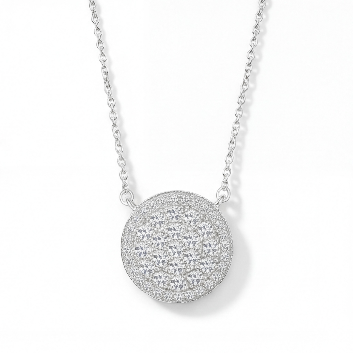 Brillante - Round Moissanite Cluster Pendant with Pavé Halo