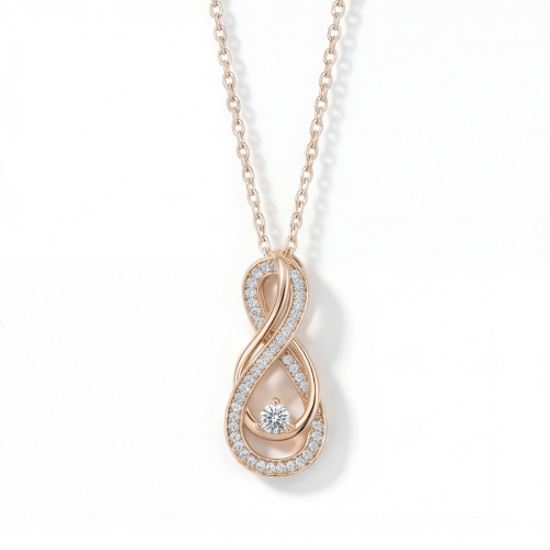 Infinity - Twisting Pavé Moissanite Pendant